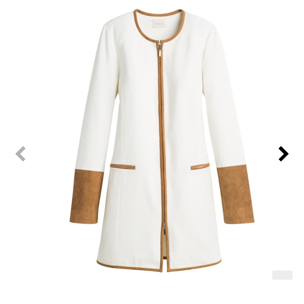 Chico’s Faux-Suede Trim Ponte Topper Jacket